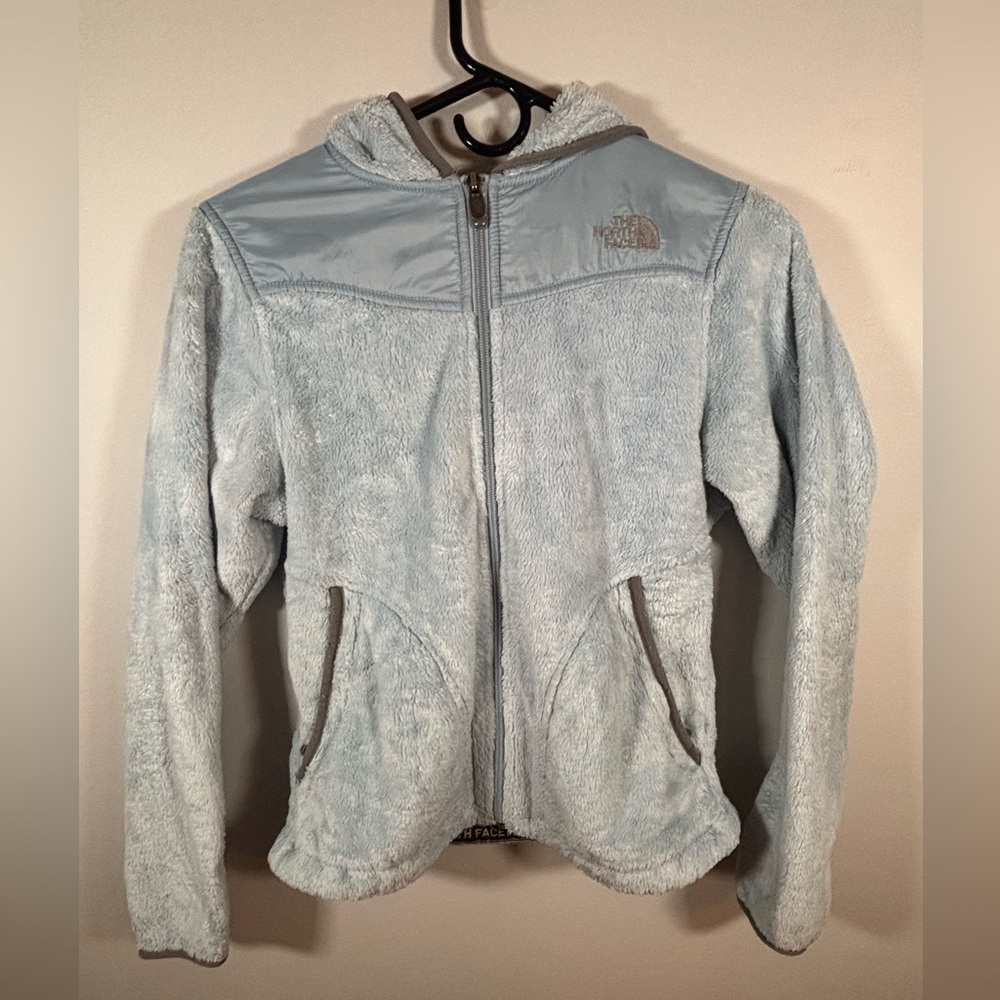The North Face Women’s XS Light Blue Fuzzy Plush Hooded Full Zip Jacket